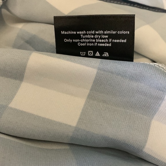 Summersalt The Silky Raglan-Sleeve Top - Gingham in Deep Sea - Picture 7 of 7